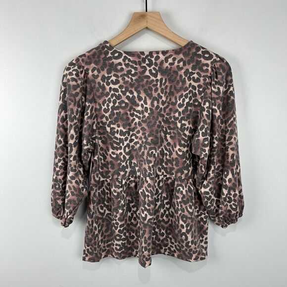 Bobeau Leopard Animal Print Babydoll Top S NWT - Picture 4 of 5